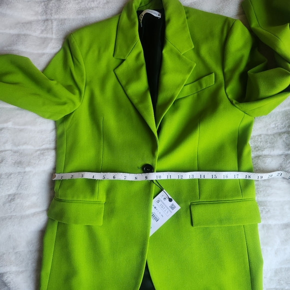 ZARA set co-ord Oversized Blazer sz S + skort sz XL Lime Green. NO SEPARATION. - Picture 4 of 10